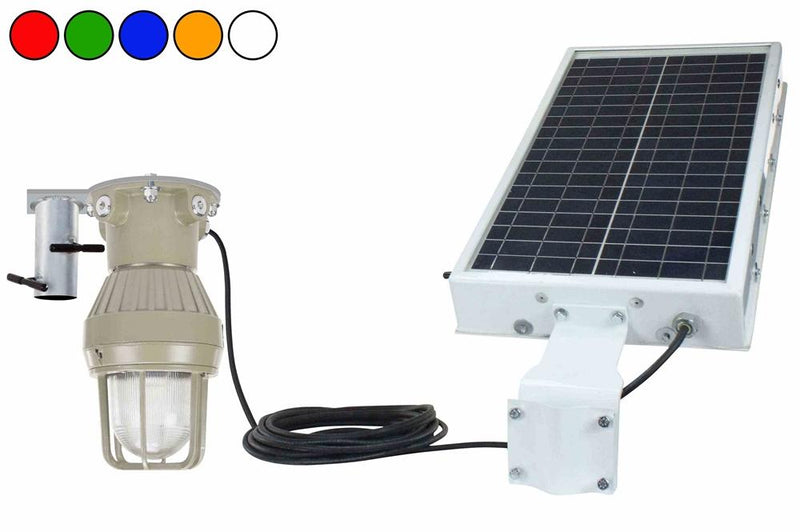 Solar Power LED Explosion Proof Light - C1D1 - Strobe/Steady - Slip Fit Mount - (4) 8aH Batteries