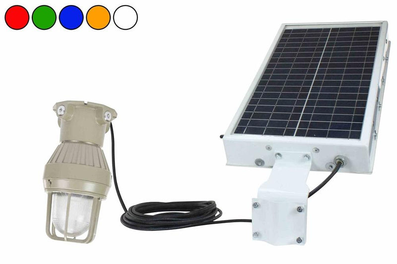 Solar Power LED Explosion Proof Light - Class 1, Division 1 - Strobe or Steady Burn - 120' 8/2 SOOW