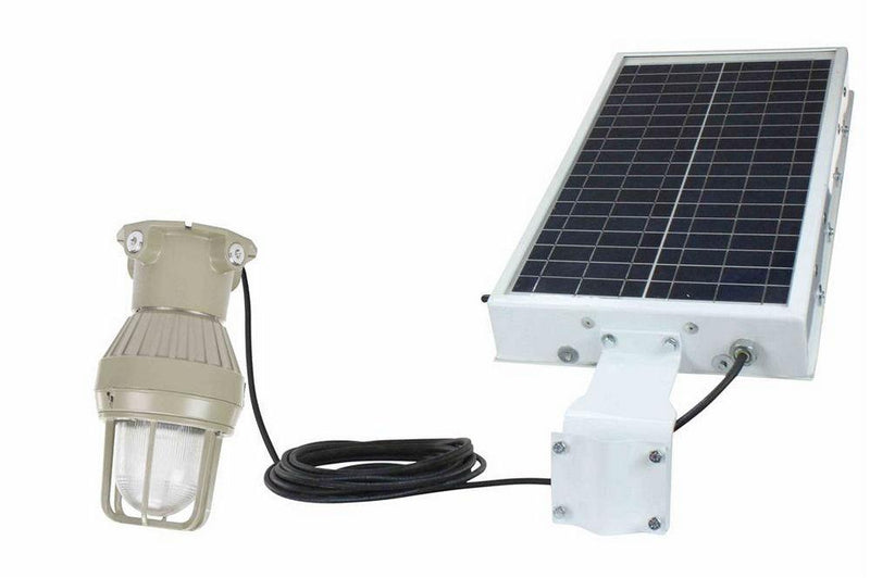 Solar Power LED Explosion Proof Light - C1D1 - 30' 12/2 SOOW Cord - Day/Night Sensor - 12hr Runtime