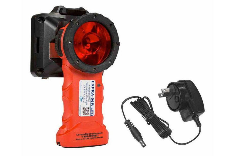 Rechargeable Explosion Proof Red LED Right Angle Clip Light - C1D1 Groups C & D - Made in USA