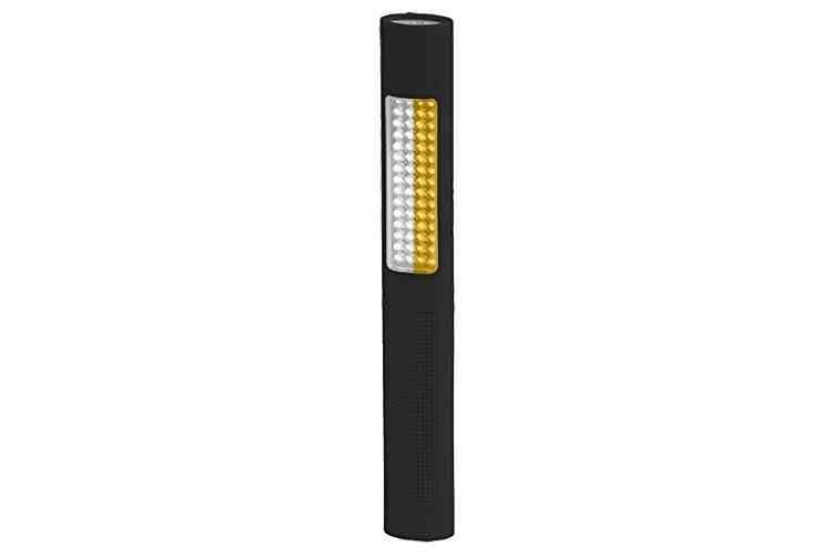 Larson Battery-powered Safety LED Flashlight - White/Amber - Constant/Strobe - (4) AA Batteries - Black