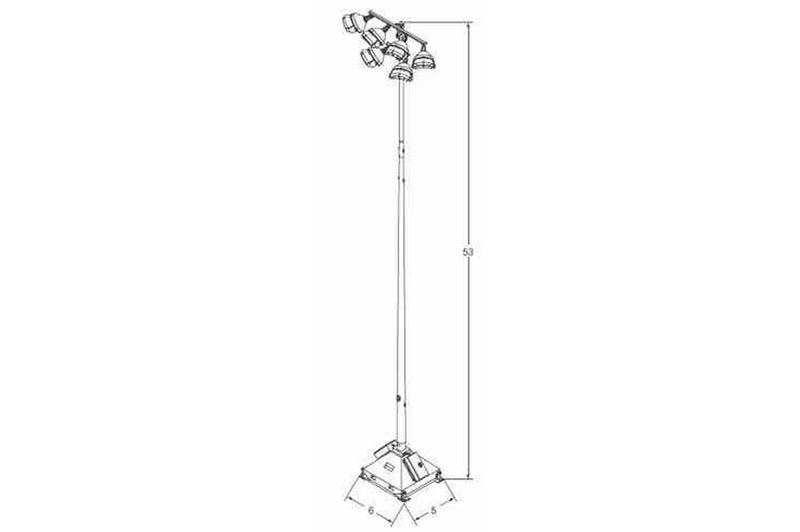 Larson 6000 Watt Fixed Mount 54' High Mast Light Tower - Weighted Concrete Base - 6X 1000W MH
