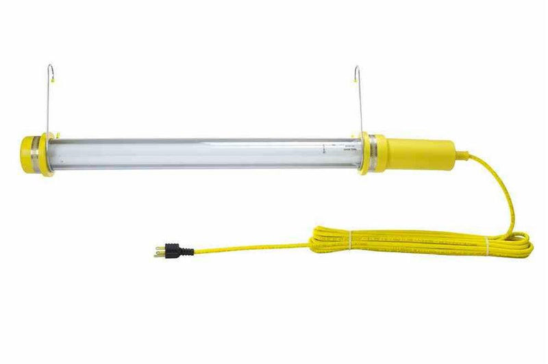 Fluorescent Drop Light/Task Light w/ Hooks - 20 Watts - 25' cord - 3' Clear Tube - 360Ãƒâ€šÃ‚Â° Beam - 220V