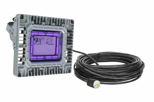 150W Industrial Ultraviolet LED Light Fixture - Paint Booth Approved - 10' Cord /w Cord Cap