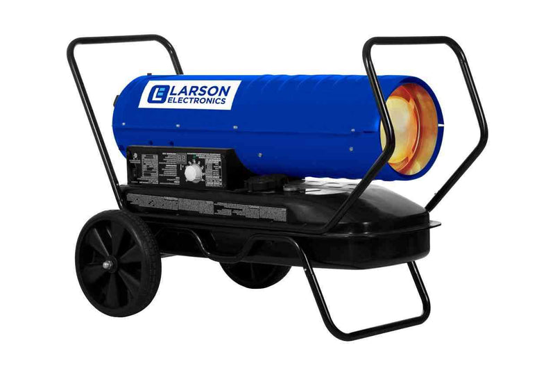 Larson Cart Mounted Forced Air Heater - 120V - Kerosene/Diesel - 540 CFM, 140000 BTUs - 10 Gal Tank - Blue