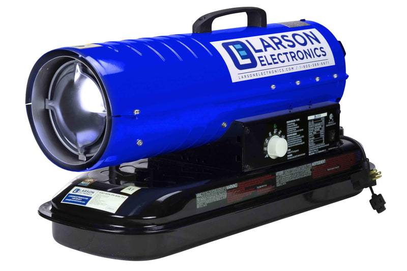 Larson Industrial Forced Air Heater - 120V - Kerosene/Diesel - 240 CFM - 80,000 BTUs - 5 Gal Tank - Blue