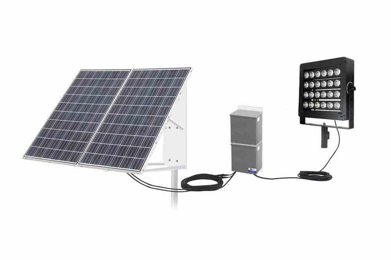 Larson 200W High Intensity Solar LED Light - (2) 300W Panels, (8) 80aH Lithium-ion - Slip Fit Yoke Mount