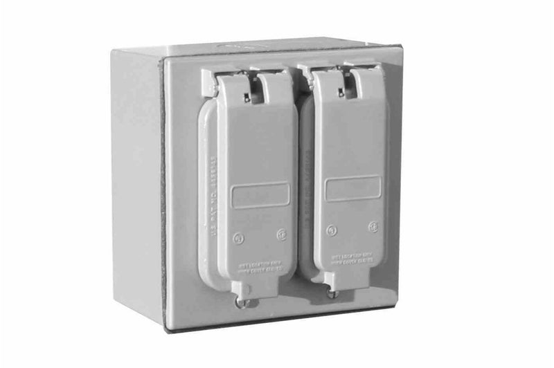 Larson Weatherproof Quad Receptacle Box with Hinged Cover - (4) 5-20R 20 Amp Receptacles - Quad