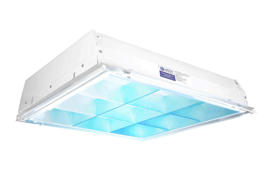 Larson 60W 2X2 Recessed White Troffer Mount Germicidal UV-C Fixture - 120/277V AC - (3) T8 Fluorescent Lamps - kill 99% of viruses - MS