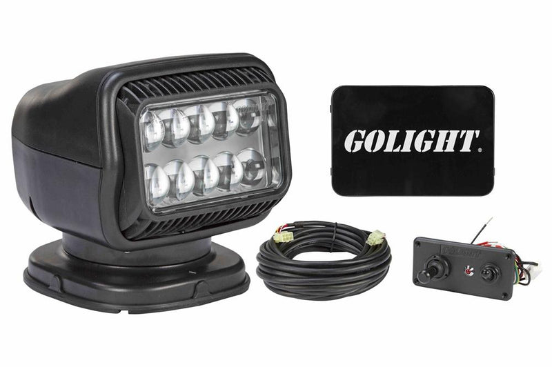 40W Golight Radioray Motorized LED Spotlight, 225,000 Candela, (1) Hardwired Dash Remote, Black