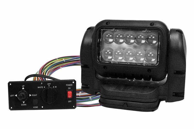 24 Volt Visible/Infrared LED Remote Control Spotlight - Permanent Mount - Dash Remote - 15ft Harness