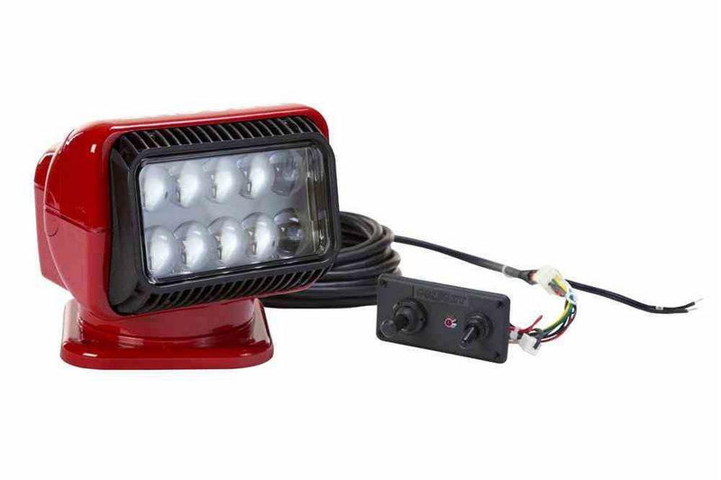 36W Golight Radioray Motorized LED Spotlight - 2500 Lumens - (1) Wired Remote Control - Red Housing