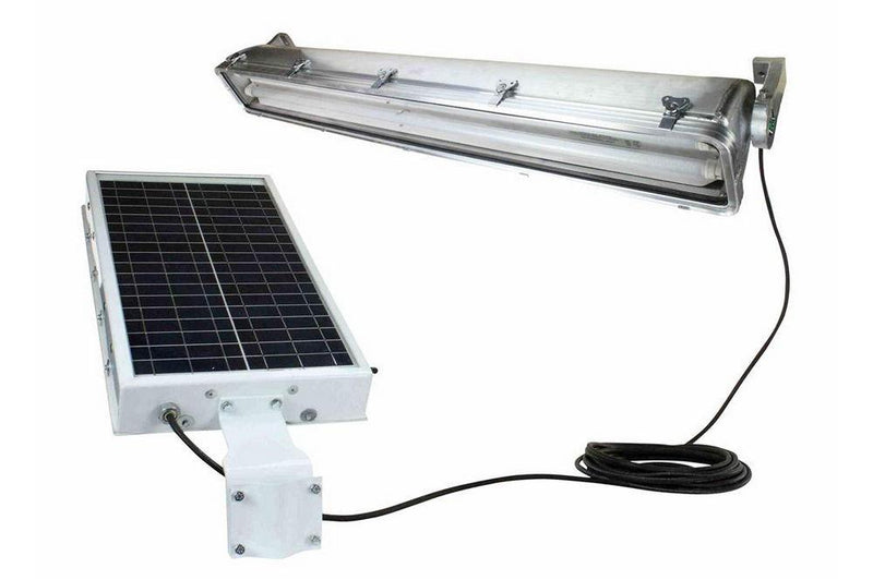 C1D2 Solar Powered Explosion Proof LED Fixture - 28W Lamp - 150W Panel - (4) 18aH Batteries