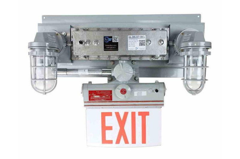 C1D2 Emergency LED Bug Eyes w/ Exit Sign - Hazardous Location Lighting System - 90 Minutes - 120/277