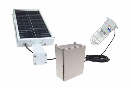 10W Solar Powered LED Hazardous Location Light - C1D2 30W Panel - C1D2 SS N4X Control Box - 80' Cord