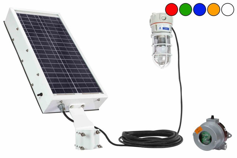 Solar Power LED Hazardous Location Light - C1D2 - Strobe or Steady Burn - Wireless EXP Remote