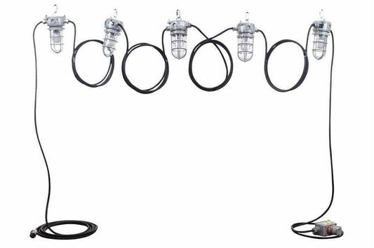 Hazardous Location LED String Lights - 5 Jelly Jar Lamps - Non Metallic - Chemical Resistant - CID2