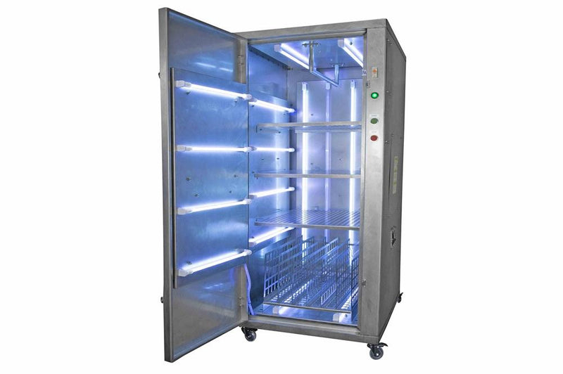 UV Hazardous Location Disinfection Equipment Cabinet - 70" Height - 120V - (20) UVC Lamps, Timer - Removable Racks - Type Z Purge System for C1D2 Use