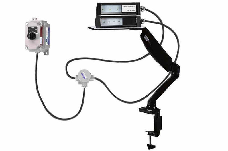 Explosion Proof LED Inspection Light - C1D2 - White - Adjustable Table Arm Mount - 10' Cord w/ EXP Cord Cap