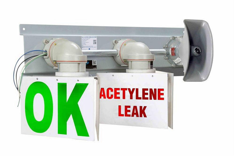C1D2 20W LED Acetylene Leak Warning Sign Light & Horn - Non-Metallic - Corrosion Resistant - 110dBA