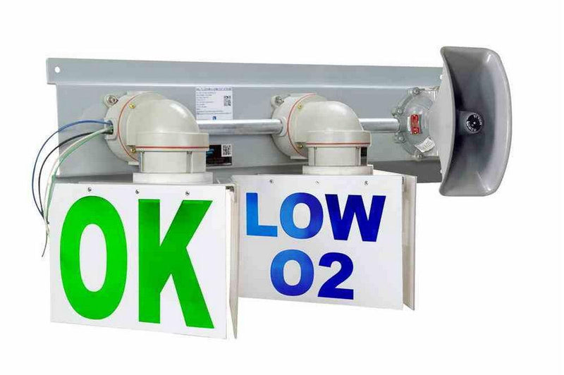 C1D2 20W LED Oxygen Level Warning Sign Light & Horn - Non-Metallic - Corrosion Resistant - 110dBA