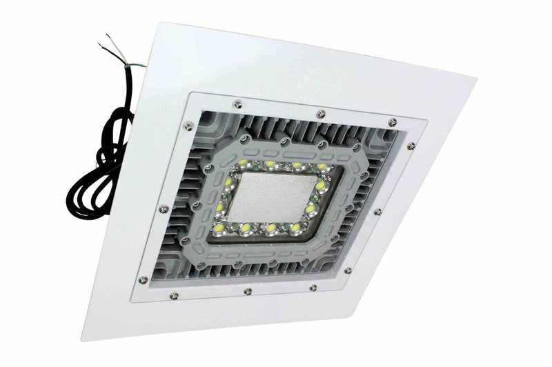 Explosion Proof LED Light, 2X2 Hard Lid Flange, Class 1 Div 1&2, Paint Spray Booth Rated