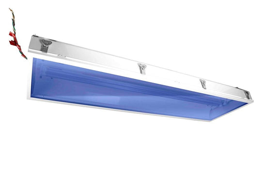 0-10V Dimmable Emergency Hazardous Location LED Lighting - Class I, II Div 2 - 4' 2 Lamp Fixture - Colored LED Bulb
