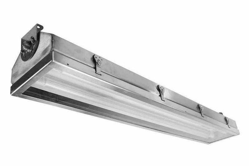 2ft Stainless Steel Ultraviolet Fluorescent Fixture - Hazardous Location Lighting - Glass Lens