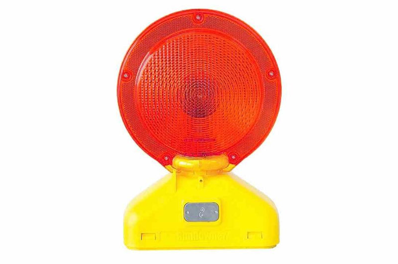 LED Barricade Warning Light - Type A Strobe, Red - 60 Flashes/Min, (4) D-cell Batteries - Photocell
