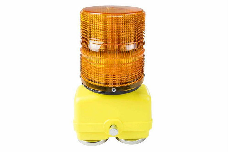 Heavy Duty Portable Warning Light - Amber Battery Powered Strobe - Magnetic Mount