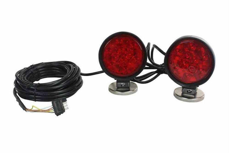 LED Tow Lights With Magnetic Base- 30' cable - Weather-Proof - 24V to 12V Transformer - Trailer Plug