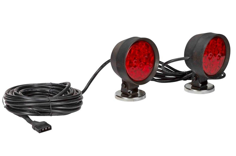 LED Tow Lights With Magnetic Base - 30' Weatherproof Cable - 12VDC - Custom Waterproof Trailer Plug