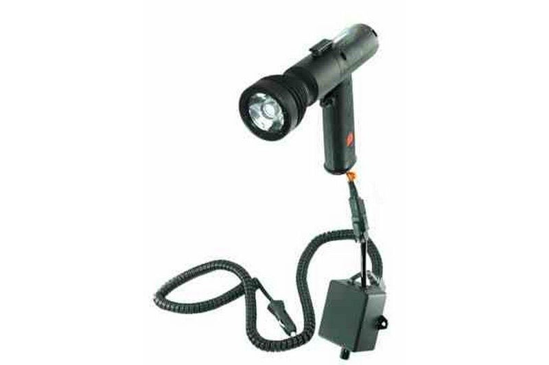 Green Handheld LED Spotlight with Inline Dimmer - 550 Foot Beam - 9-32 Volts DC - Coil Cord