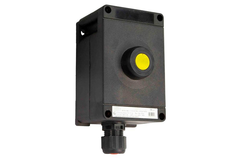 Explosion Proof Push Button, Yellow, Maintained, ATEX/IECEx, M20 Hub, (2) N/O Contacts