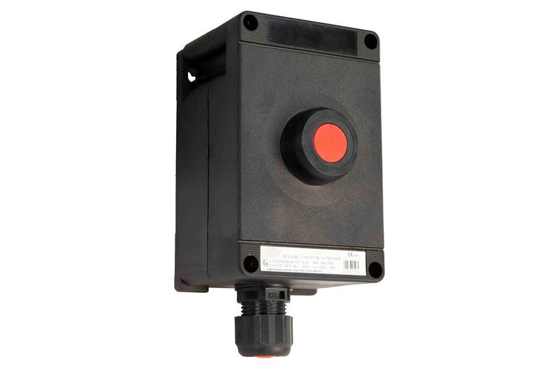 Explosion Proof Push Button, Red, Momentary, ATEX/IECEx, M20 Hub, (2) N/O Contacts