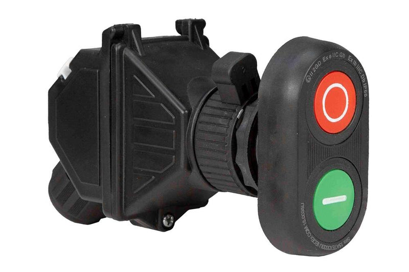 Flameproof Double Push Button - 250V AC/110V DC -Red/ Green, Double Momentary - ATEX/IECEx Rated