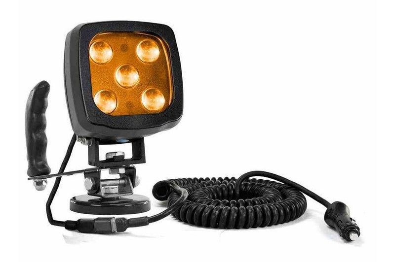 25W Amber LED Spotlight w/ Magnet Mount Base & Control Handle - 2250 Lumens - IP67 - 12-24V DC