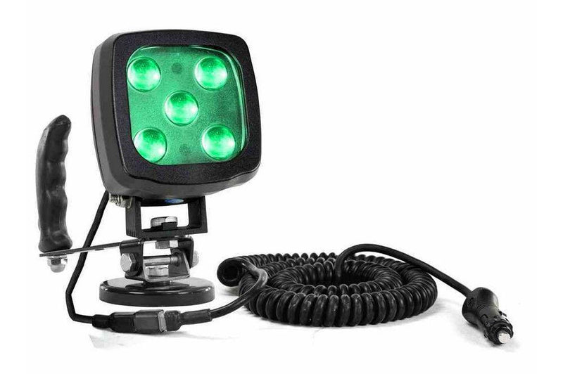 25W Green LED Spotlight w/ Magnet Mount Base & Control Handle - 2250 Lumens - IP67 - 12-24V DC