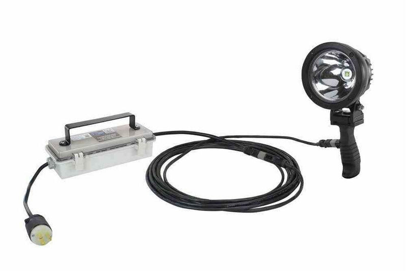 25W High Intensity Handheld Spotlight - 120-277VAC - 1000 Foot Spot Beam - 4.5" OD Light Head