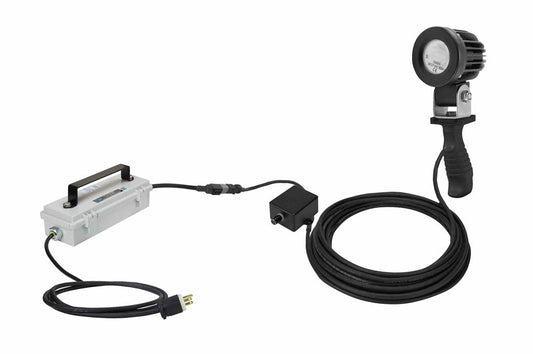 10W Handheld LED Dimmable Spotlight - 120-277VAC - Inline Transformer + On/Off Switch + Dimmer - General Cord Cap