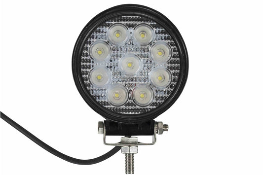 Larson 27 Watt Round LED Flood Light - 2160 Lumens - Nine 3-Watt LEDs - 10-32 Volt DC - IP67 Waterproof