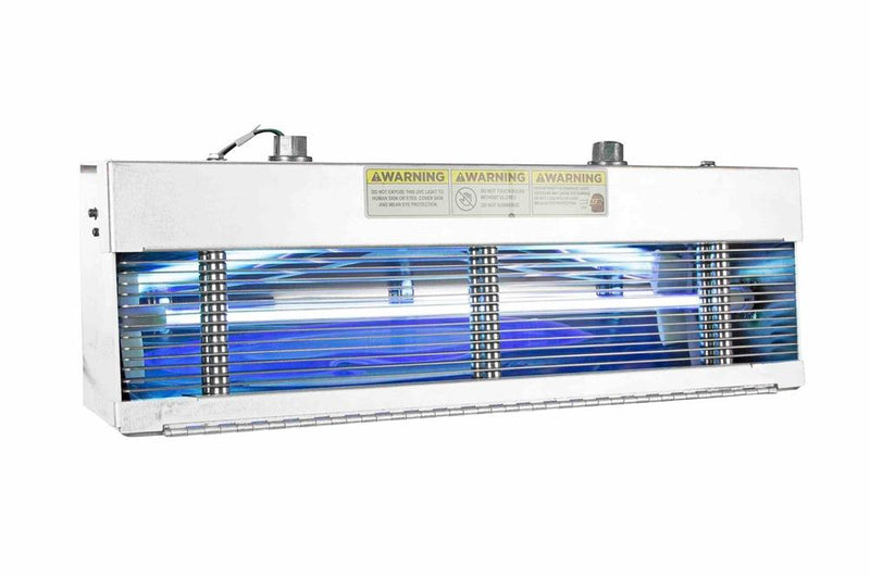 Indirect UV Air Disinfection Fixture - UV-C - Destroys Airborne Bacteria & Viruses - 120V - 7.5W Total UV Output - Wall Mount - 10' 16/3 SOOW Cord - White Powder Coat