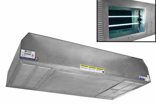 Larson Industrial UV Air Purifier - 220V, 50Hz - (2) 60W T8 UVC Lamps - 2x4 Troffer Mount - Occupied Areas - 10' Cord w/ 220V Cord Cap