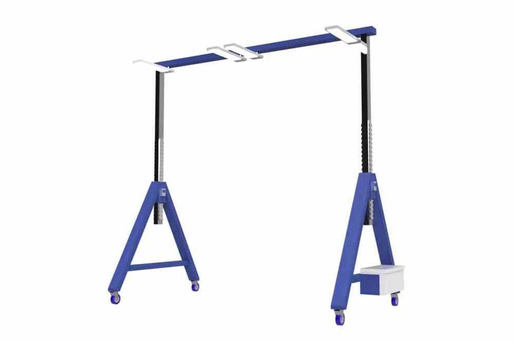 Mobile Rechargeable UV LED Paint Curing Cart - (4) 365nm UV Lights, Li-ion Battery Pack - Adj. Arms/Foldable Arch Frame