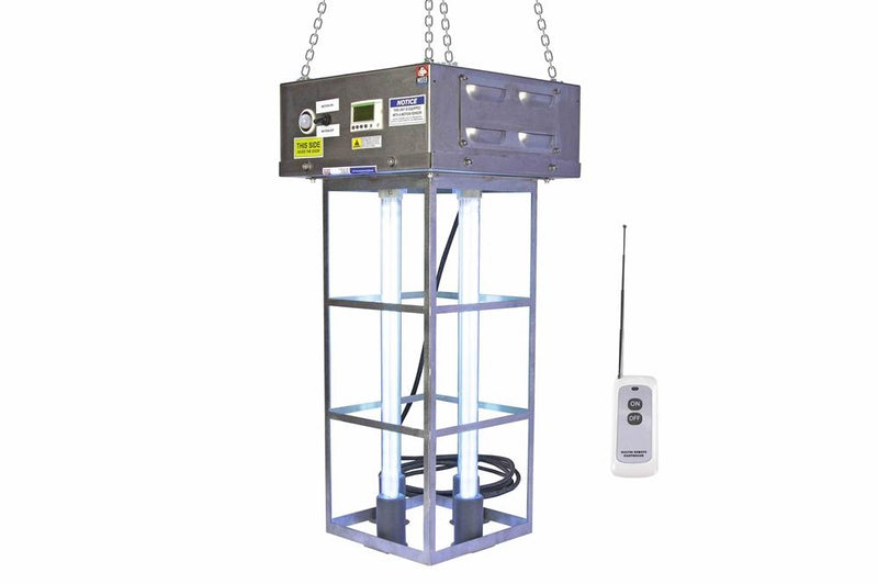 220W Germicidal UV Sanitation Light - 120V - Inverted/Chain Hanging Mount - 15' SOOW Cord - Wireless Remote - Automatic Timer