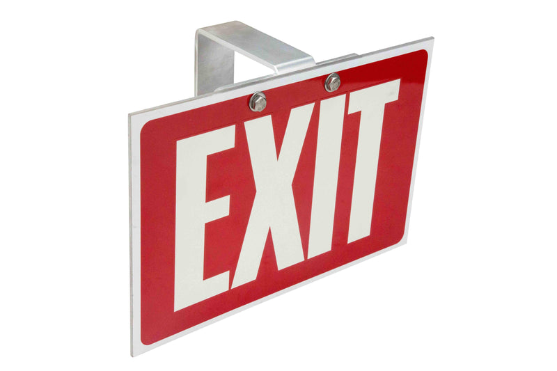 Larson Exit Sign - Polycarbonate Construction - Aluminum Mounting Bracket - White Lettering/Red Background