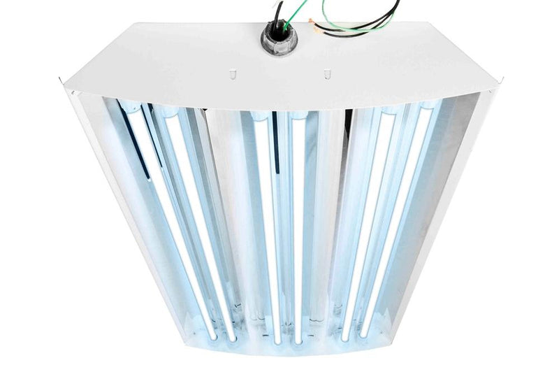 144W Industrial UVC Fluorescent Fixture - (4) 4' UV T8 Lamps - High Bay UV Sanitation - Motion Sensor