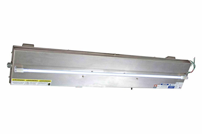 36W Industrial UVC Fluorescent Fixture - (1) 4' UV Lamps - Zinc Coated Hubs/Surface Mount