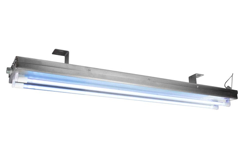 72W Industrial UVC Fluorescent Fixture - (2) 4' UV Lamps - Zinc Coated Hubs/Surface Mount