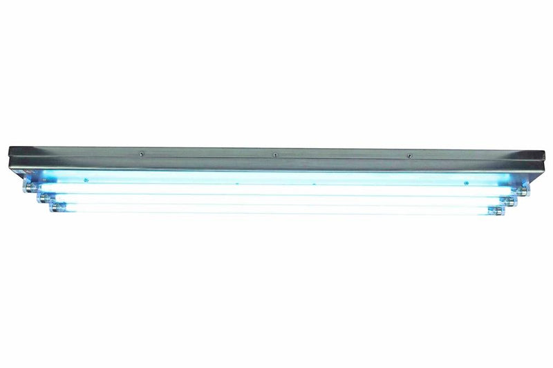 97.5W Industrial UVC Fluorescent Fixture - (3) 4' UV Lamps - Zinc Coated Hubs/Surface Mount